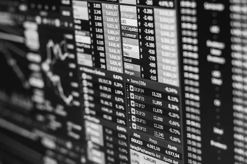 Close-up of a screen showing market prices